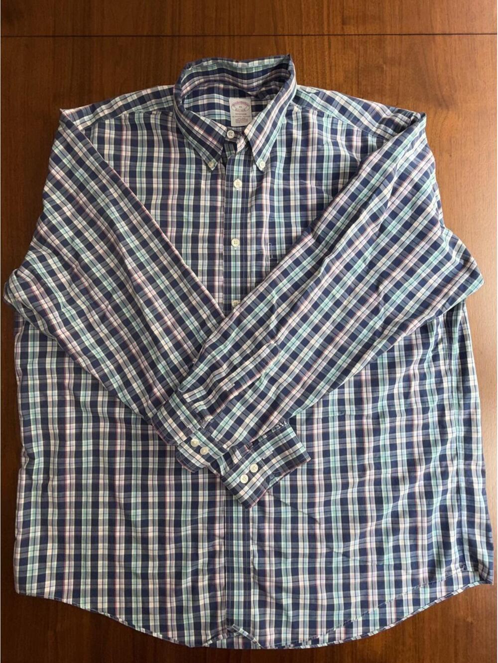 Brooks Brothers Men's Madison Fit Blue & Purple Plaid Button-Down - Size XL